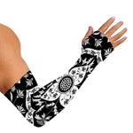 Black And White Lotus Mandala Print Sun Protection Arm Sleeves