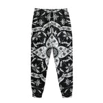 Black And White Lotus Mandala Print Sweatpants
