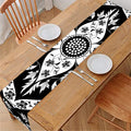 Black And White Lotus Mandala Print Table Runner