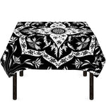 Black And White Lotus Mandala Print Tablecloth