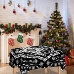 Black And White Lotus Mandala Print Tablecloth