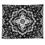 Black And White Lotus Mandala Print Tapestry