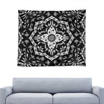 Black And White Lotus Mandala Print Tapestry