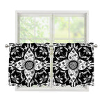 Black And White Lotus Mandala Print Tier Curtains