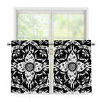 Black And White Lotus Mandala Print Tier Curtains