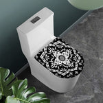 Black And White Lotus Mandala Print Toilet Lid Cover