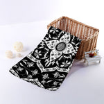 Black And White Lotus Mandala Print Towel
