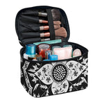 Black And White Lotus Mandala Print Travel Makeup Bag