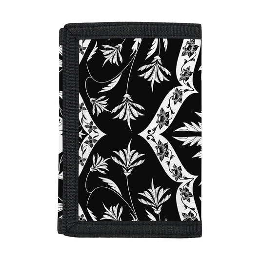 Black And White Lotus Mandala Print Trifold Wallet