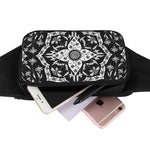 Black And White Lotus Mandala Print Waist Bag