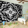 Black And White Lotus Mandala Print Wall Sticker