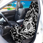 Black And White Lotus Mandala Print Waterproof Car Seat Cover