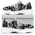 Black And White Lotus Mandala Print White Chunky Shoes