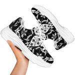 Black And White Lotus Mandala Print White Chunky Shoes