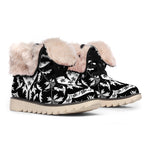 Black And White Lotus Mandala Print Winter Boots