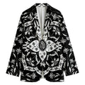 Black And White Lotus Mandala Print Women's Blazer