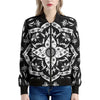 Black And White Lotus Mandala Print Women's Bomber Jacket