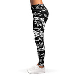 Black And White Lotus Mandala Print Women's Leggings