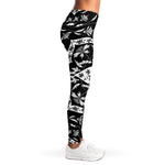 Black And White Lotus Mandala Print Women's Leggings