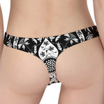 Black And White Lotus Mandala Print Women's Thong