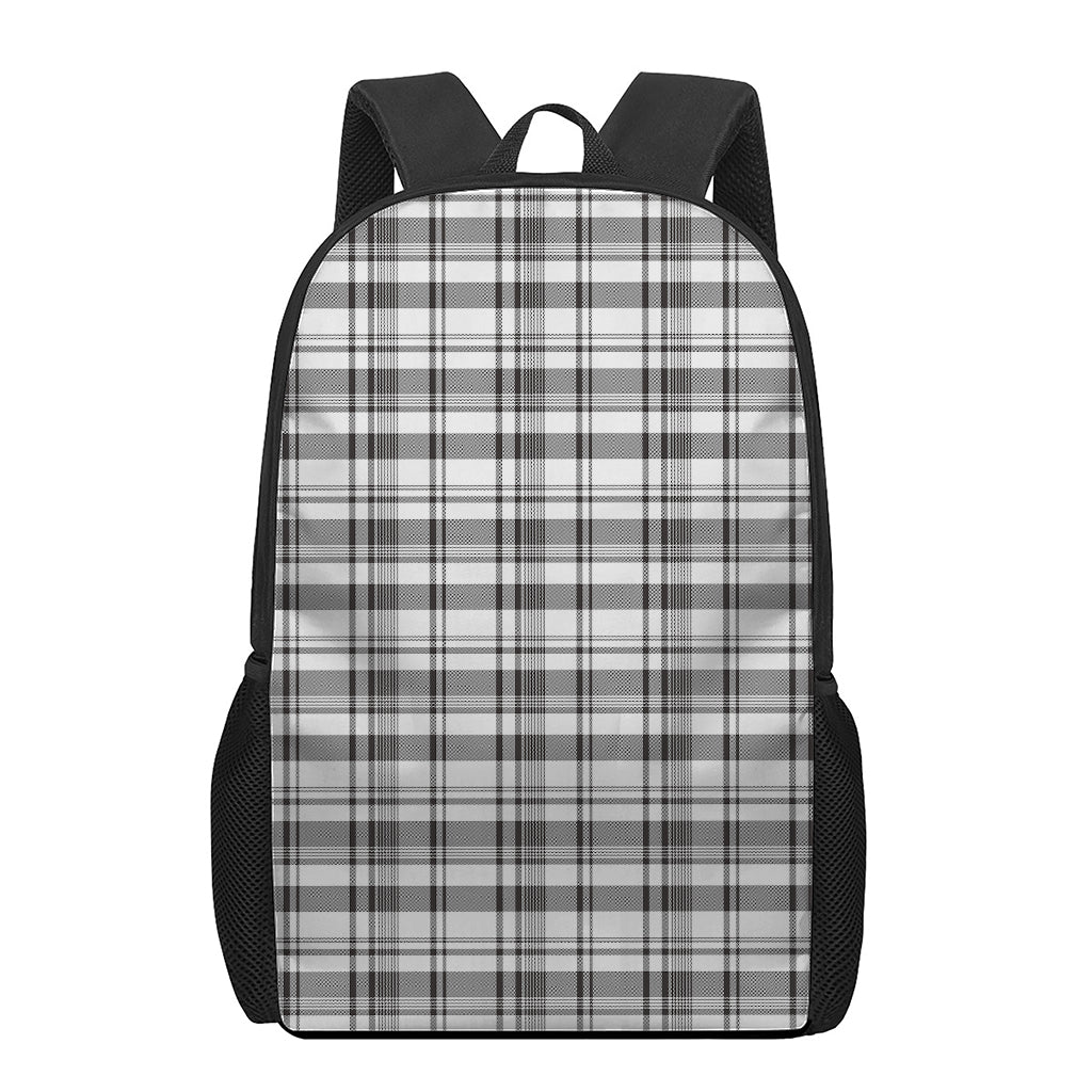 Black And White Madras Pattern Print 17 Inch Backpack