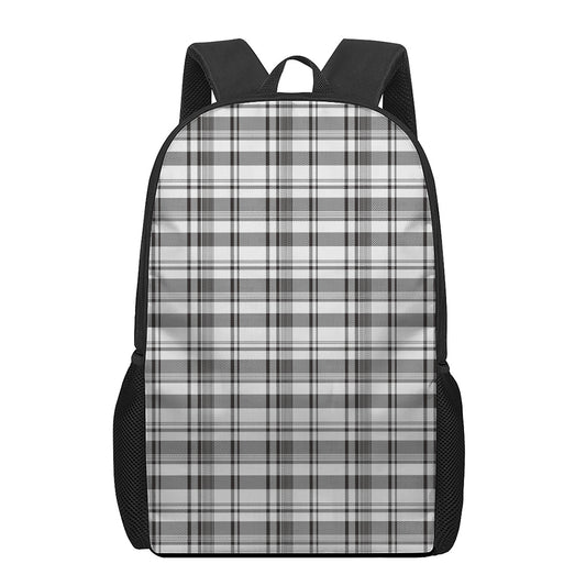 Black And White Madras Pattern Print 17 Inch Backpack