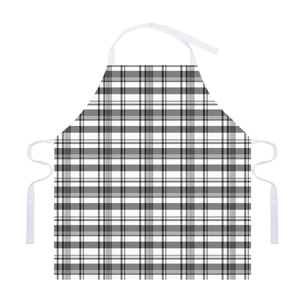 Black And White Madras Pattern Print Adjustable Apron