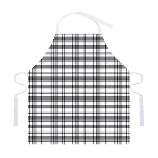 Black And White Madras Pattern Print Adjustable Apron