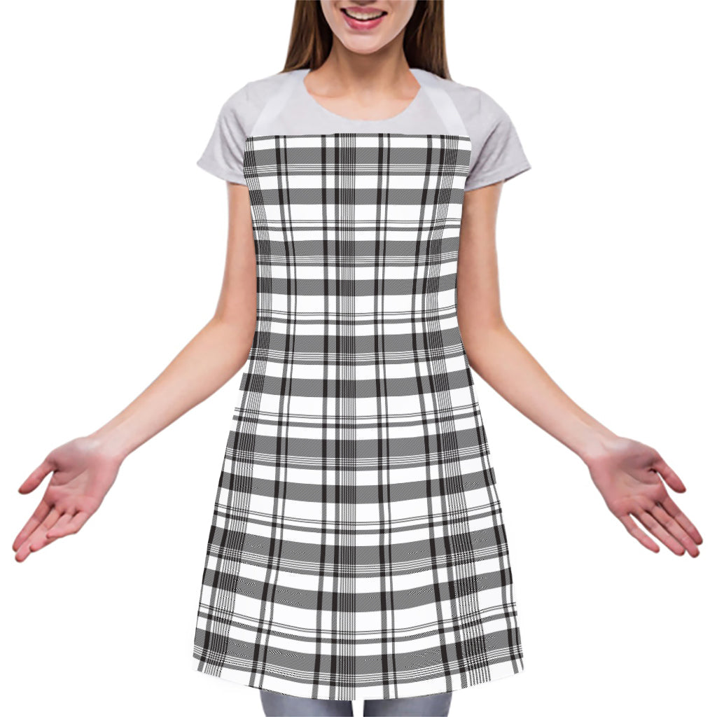 Black And White Madras Pattern Print Adjustable Apron