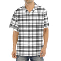 Black And White Madras Pattern Print Aloha Shirt