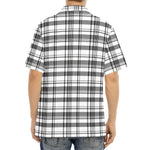 Black And White Madras Pattern Print Aloha Shirt