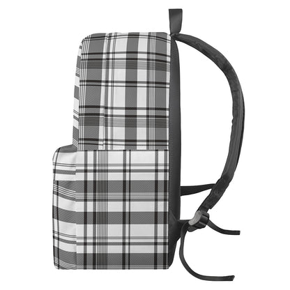 Black And White Madras Pattern Print Backpack