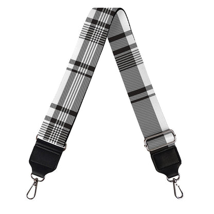 Black And White Madras Pattern Print Bag Strap