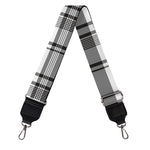 Black And White Madras Pattern Print Bag Strap