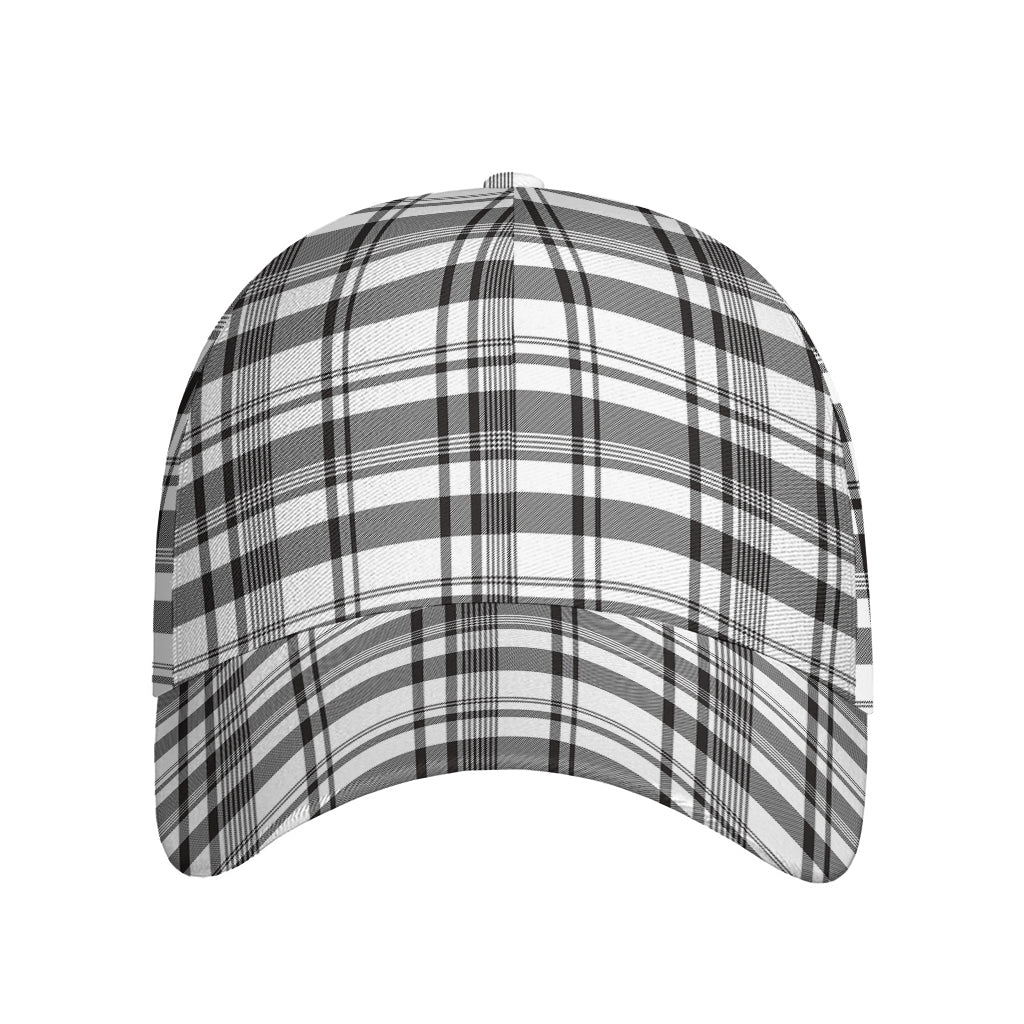 Black And White Madras Pattern Print Baseball Cap