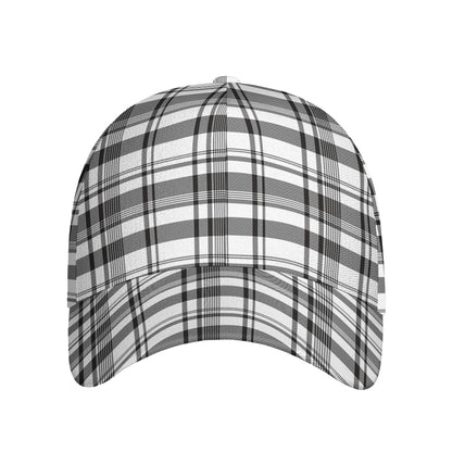 Black And White Madras Pattern Print Baseball Cap