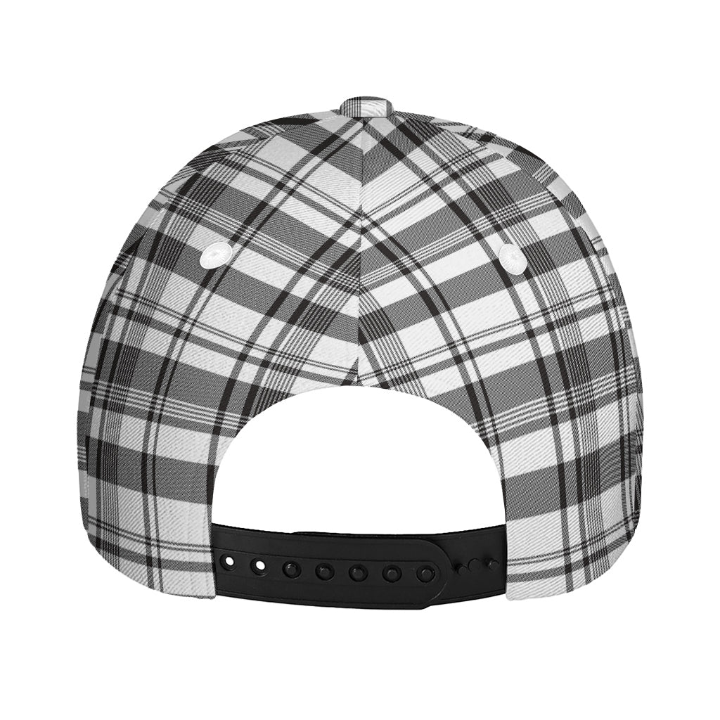 Black And White Madras Pattern Print Baseball Cap