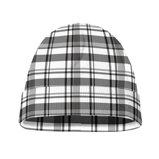 Black And White Madras Pattern Print Beanie