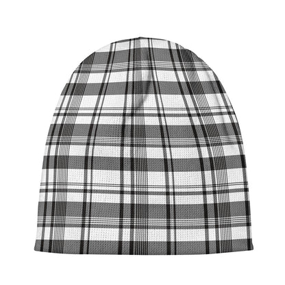 Black And White Madras Pattern Print Beanie