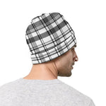 Black And White Madras Pattern Print Beanie