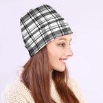 Black And White Madras Pattern Print Beanie