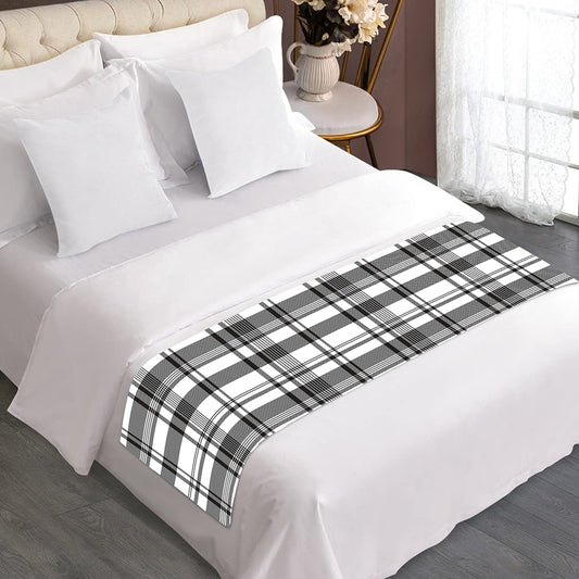 Black And White Madras Pattern Print Bed Runner