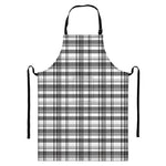 Black And White Madras Pattern Print Bib Apron With Pocket