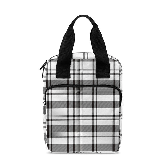 Black And White Madras Pattern Print Bible Tote Bag