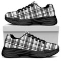 Black And White Madras Pattern Print Black Chunky Shoes