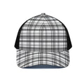 Black And White Madras Pattern Print Black Mesh Trucker Hat