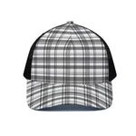 Black And White Madras Pattern Print Black Mesh Trucker Cap