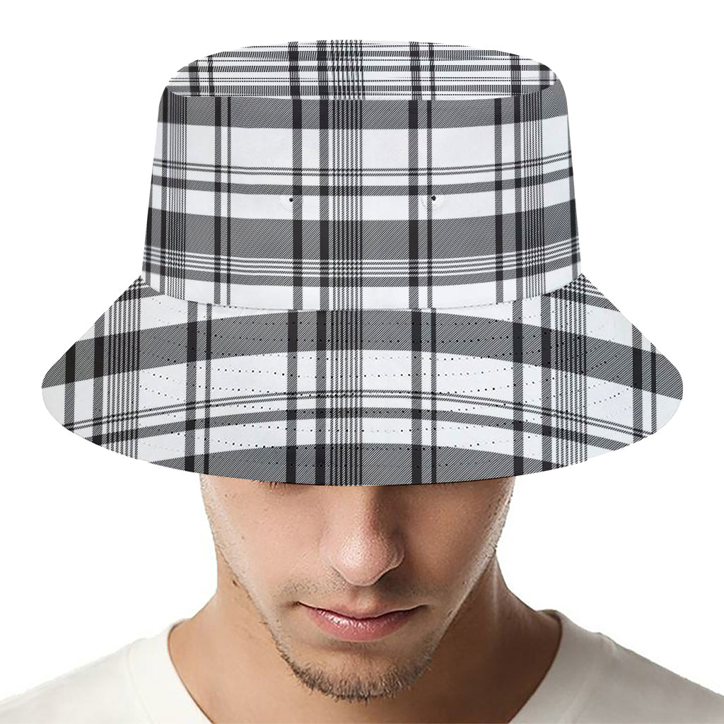 Black And White Madras Pattern Print Bucket Hat
