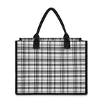 Black And White Madras Pattern Print Canvas Tote Bag