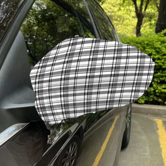 Black And White Madras Pattern Print Car Side Mirror Covers